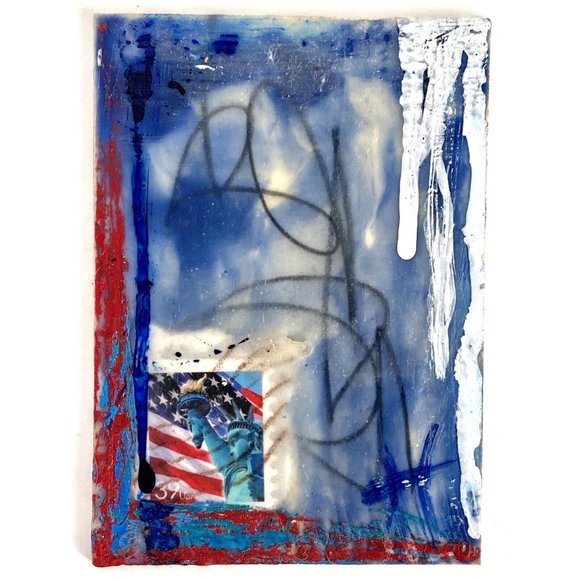 ATC ACEO Original 'Liberty's Whisper' Encaustic Wax Paint Tristina Elmes - Picture 2 of 7